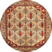 Round Abstract Fire Brick Red Modern Rug, abs4161