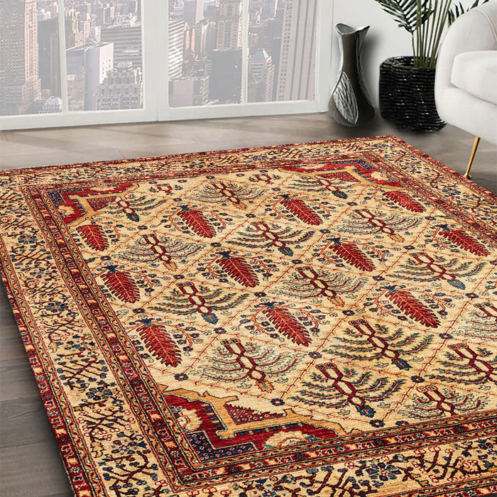 Machine Washable Abstract Fire Brick Red Rug in a Family Room, wshabs4161
