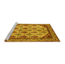 Sideview of Machine Washable Abstract Yellow Modern Rug, wshabs4161yw