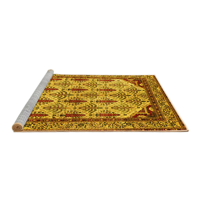 Sideview of Machine Washable Abstract Yellow Modern Rug, wshabs4161yw