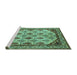 Sideview of Machine Washable Abstract Turquoise Modern Area Rugs, wshabs4161turq