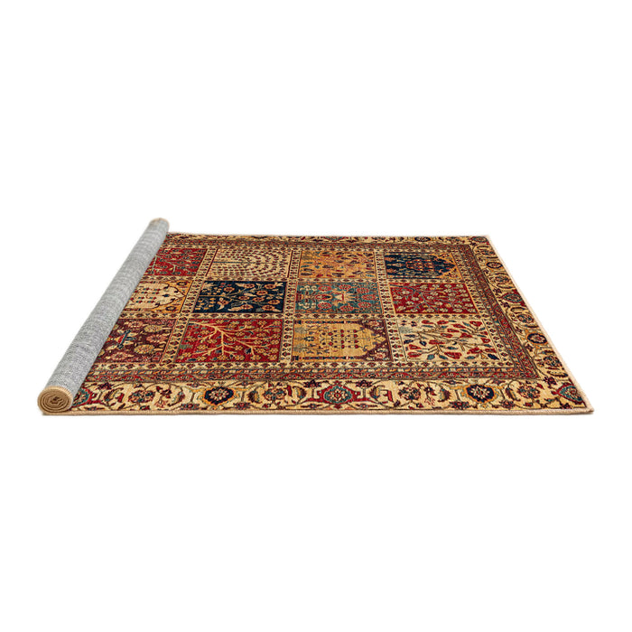 Sideview of Machine Washable Abstract Saffron Red Rug, wshabs4162