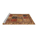 Sideview of Machine Washable Abstract Saffron Red Rug, wshabs4162