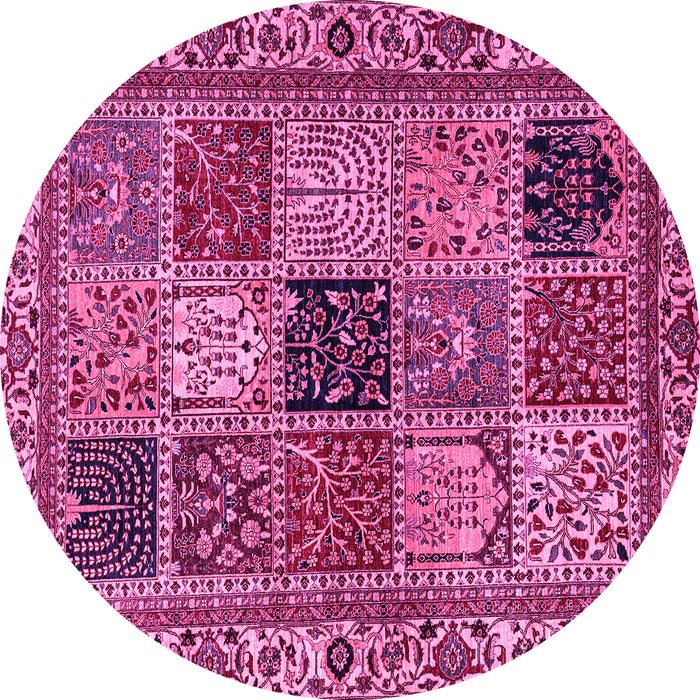 Round Abstract Pink Modern Rug, abs4162pnk