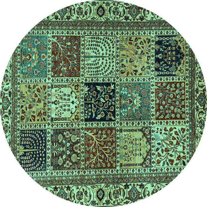 Round Machine Washable Abstract Turquoise Modern Area Rugs, wshabs4162turq