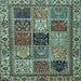 Square Abstract Light Blue Modern Rug, abs4162lblu