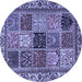 Round Machine Washable Abstract Blue Modern Rug, wshabs4162blu