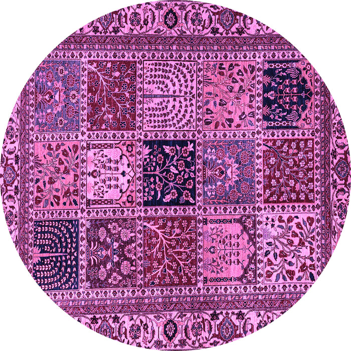Round Machine Washable Abstract Purple Modern Area Rugs, wshabs4162pur