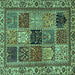 Square Machine Washable Abstract Turquoise Modern Area Rugs, wshabs4162turq