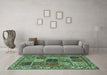 Machine Washable Abstract Turquoise Modern Area Rugs in a Living Room,, wshabs4162turq