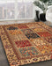 Abstract Saffron Red Modern Rug in Family Room, abs4162