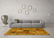 Machine Washable Abstract Yellow Modern Rug in a Living Room, wshabs4162yw