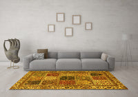 Machine Washable Abstract Yellow Modern Rug, wshabs4162yw