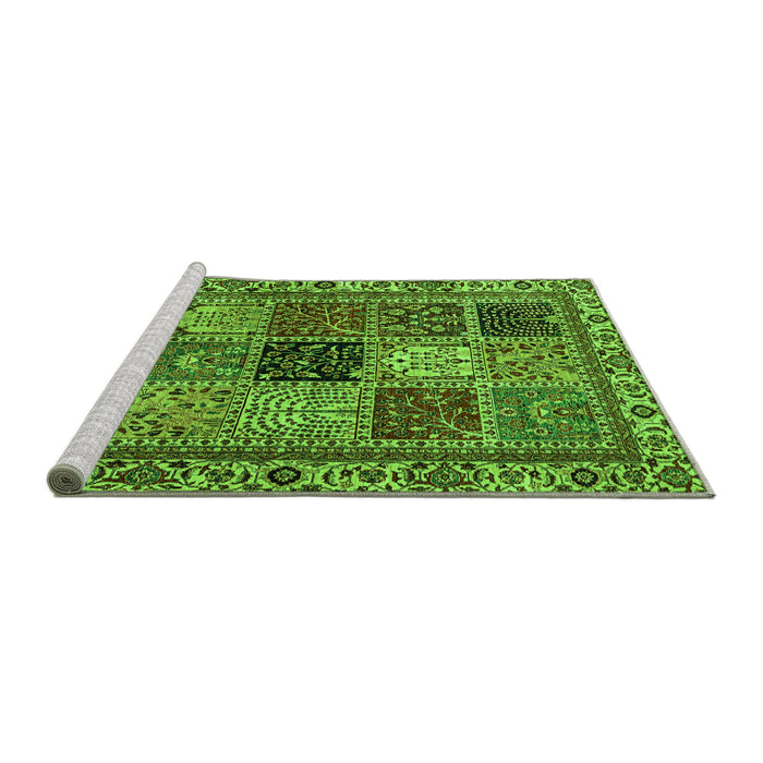 Sideview of Machine Washable Abstract Green Modern Area Rugs, wshabs4162grn