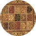 Round Abstract Brown Modern Rug, abs4162brn