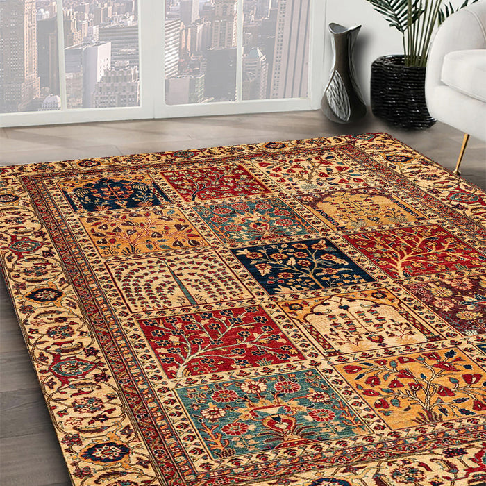 Abstract Saffron Red Modern Rug in Family Room, abs4162