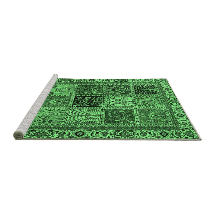 Sideview of Machine Washable Abstract Emerald Green Modern Area Rugs, wshabs4162emgrn