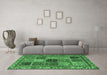 Machine Washable Abstract Emerald Green Modern Area Rugs in a Living Room,, wshabs4162emgrn