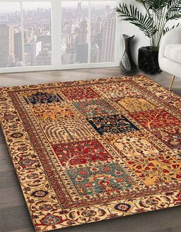 Machine Washable Abstract Saffron Red Rug in a Family Room, wshabs4162