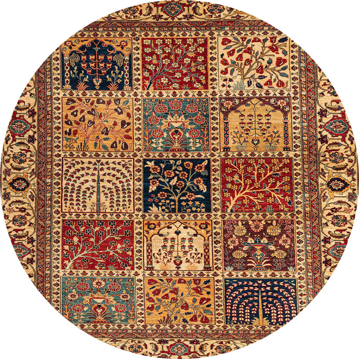 Round Abstract Saffron Red Modern Rug, abs4162