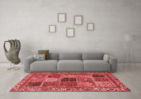 Machine Washable Abstract Red Modern Rug, wshabs4162red