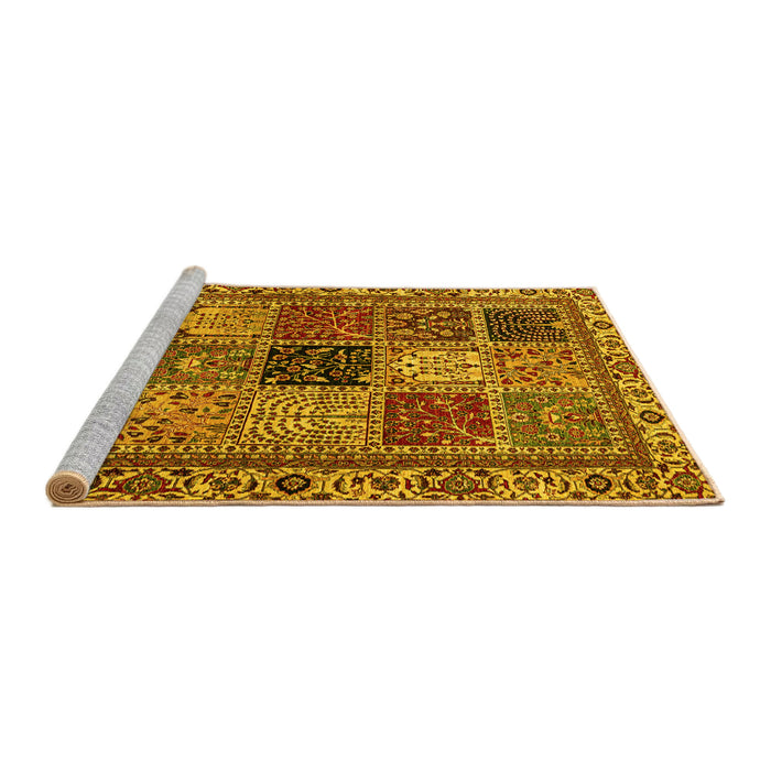 Sideview of Machine Washable Abstract Yellow Modern Rug, wshabs4162yw