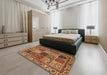 Abstract Saffron Red Modern Rug in a Bedroom, abs4162