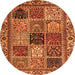 Round Machine Washable Abstract Orange Modern Area Rugs, wshabs4162org