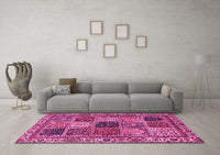 Machine Washable Abstract Pink Modern Rug, wshabs4162pnk