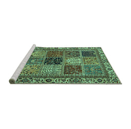 Sideview of Machine Washable Abstract Turquoise Modern Area Rugs, wshabs4162turq