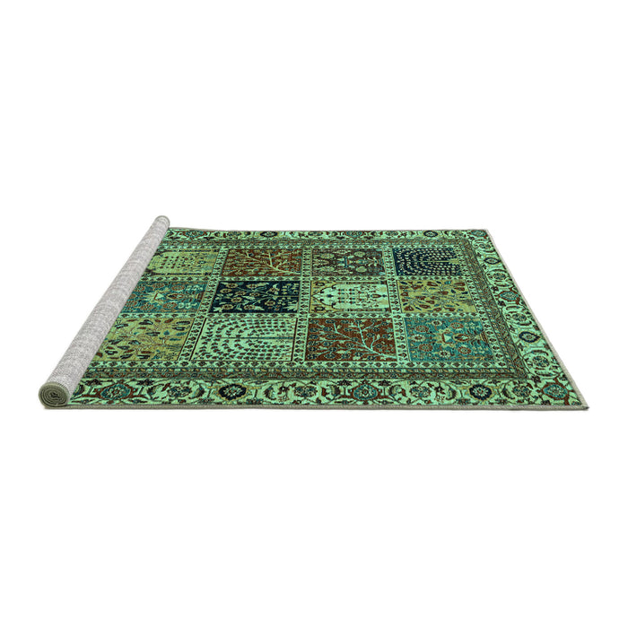 Sideview of Machine Washable Abstract Turquoise Modern Area Rugs, wshabs4162turq