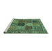 Sideview of Machine Washable Abstract Turquoise Modern Area Rugs, wshabs4162turq