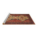 Sideview of Machine Washable Abstract Saffron Red Rug, wshabs4163