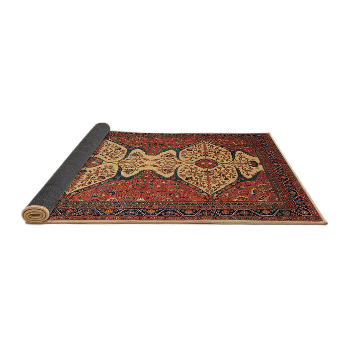 Sideview of Abstract Saffron Red Modern Rug, abs4163