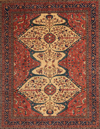 Machine Washable Abstract Saffron Red Rug, wshabs4163