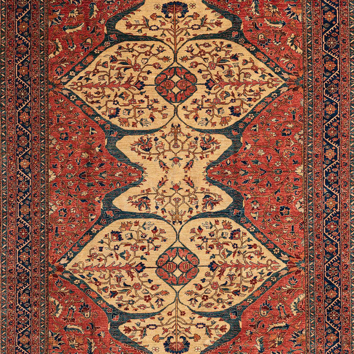 Machine Washable Abstract Saffron Red Rug, wshabs4163