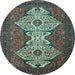 Round Abstract Light Blue Modern Rug, abs4163lblu