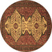 Round Abstract Brown Modern Rug, abs4163brn