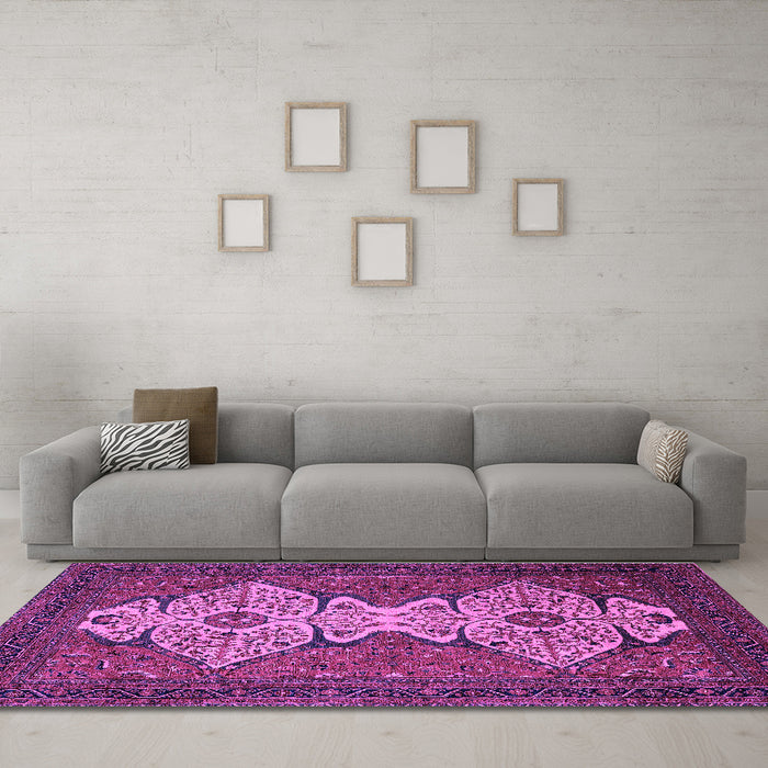 Machine Washable Abstract Purple Modern Area Rugs in a Living Room, wshabs4163pur