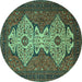 Round Abstract Turquoise Modern Rug, abs4163turq