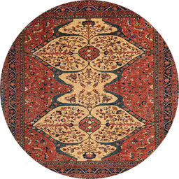 Round Machine Washable Abstract Saffron Red Rug, wshabs4163