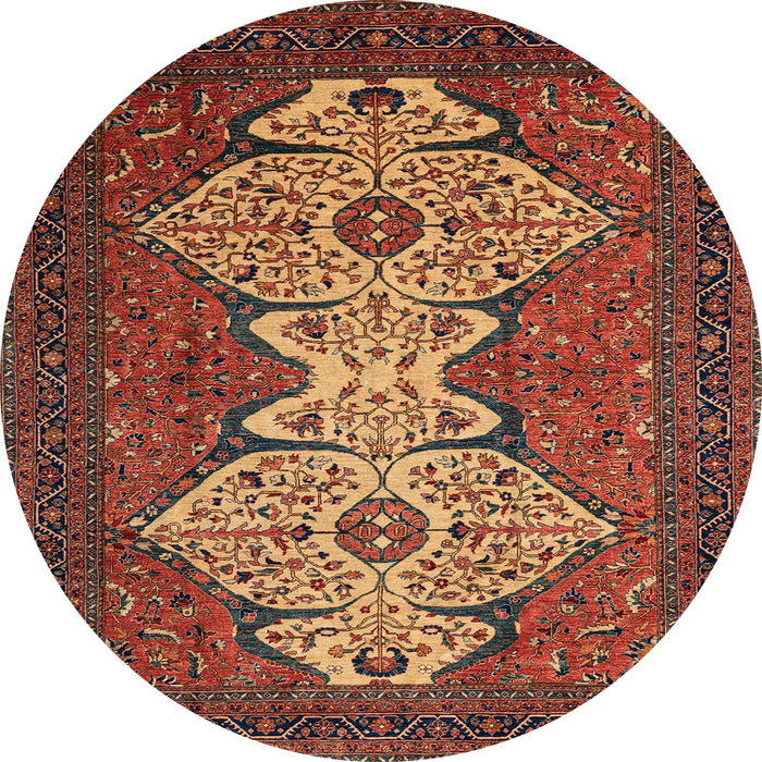 Round Machine Washable Abstract Saffron Red Rug, wshabs4163