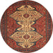 Round Machine Washable Abstract Saffron Red Rug, wshabs4163