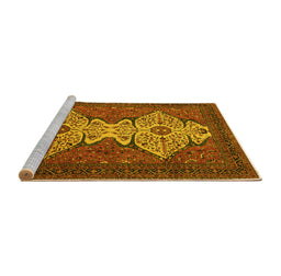 Sideview of Machine Washable Abstract Yellow Modern Rug, wshabs4163yw
