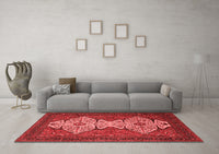 Machine Washable Abstract Red Modern Rug, wshabs4163red