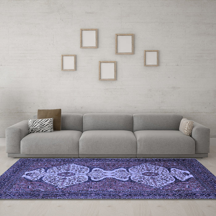 Machine Washable Abstract Blue Modern Rug in a Living Room, wshabs4163blu