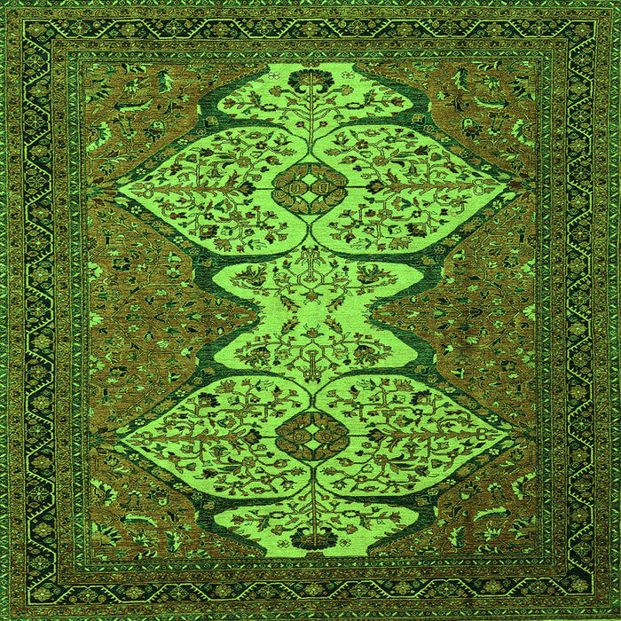 Square Abstract Green Modern Rug, abs4163grn