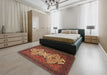 Abstract Saffron Red Modern Rug in a Bedroom, abs4163