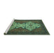 Sideview of Machine Washable Abstract Turquoise Modern Area Rugs, wshabs4163turq