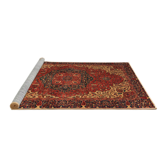Sideview of Machine Washable Abstract Red Rug, wshabs4164